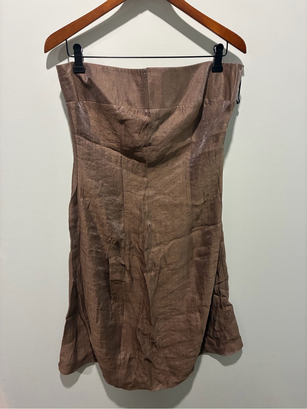 ORIE COLLECTIONS Strapless Shimmering Bronze Gold Midi Dress Size 10 NWT